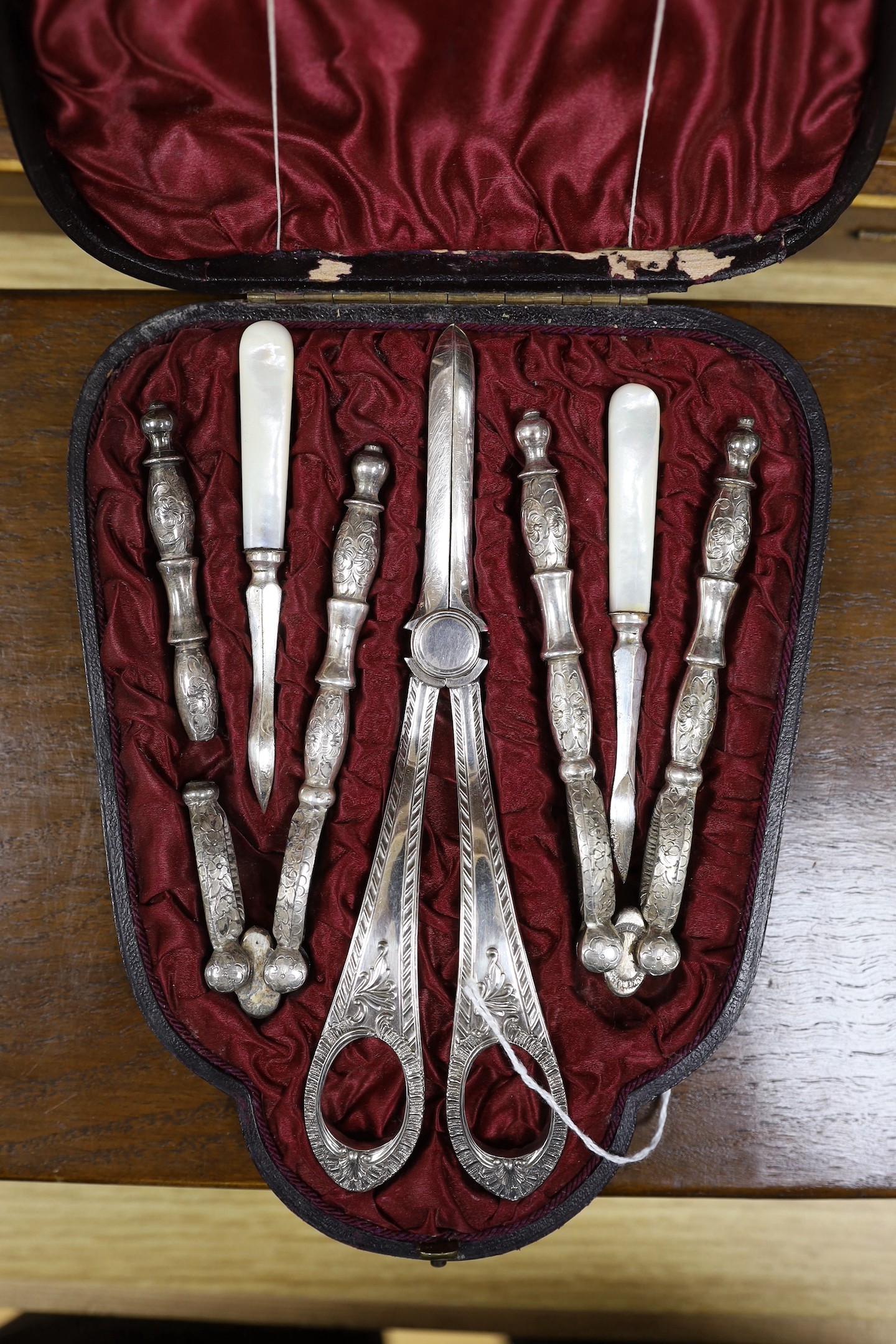Four cased plated sets and a 19th-century burr walnut box